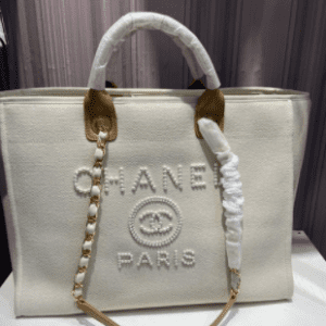 Bolsa Chanel Deauville Tecido Branco