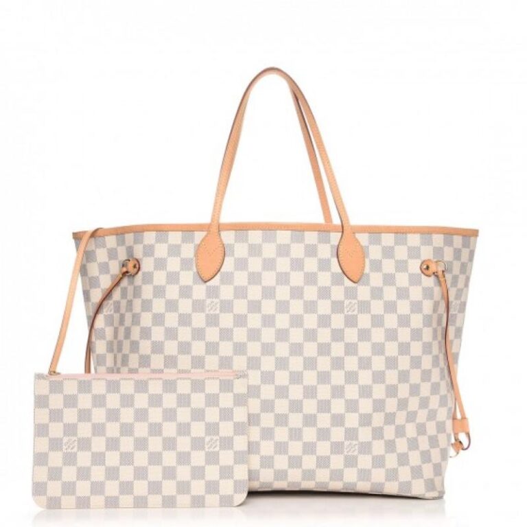 Bolsa Louis Vuitton Neverfull Damier Azur Ballerine Forro Rosa Claro