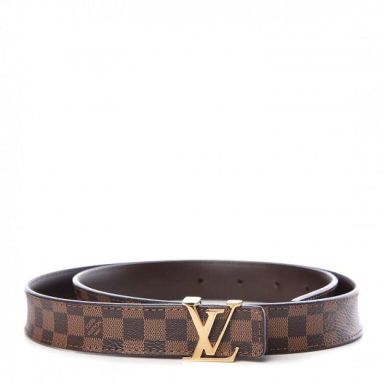 Cinto Louis Vuitton Couro Ferragem LV Dourada