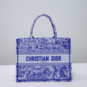 Dior Book Tote Média Azul-Fluorescente