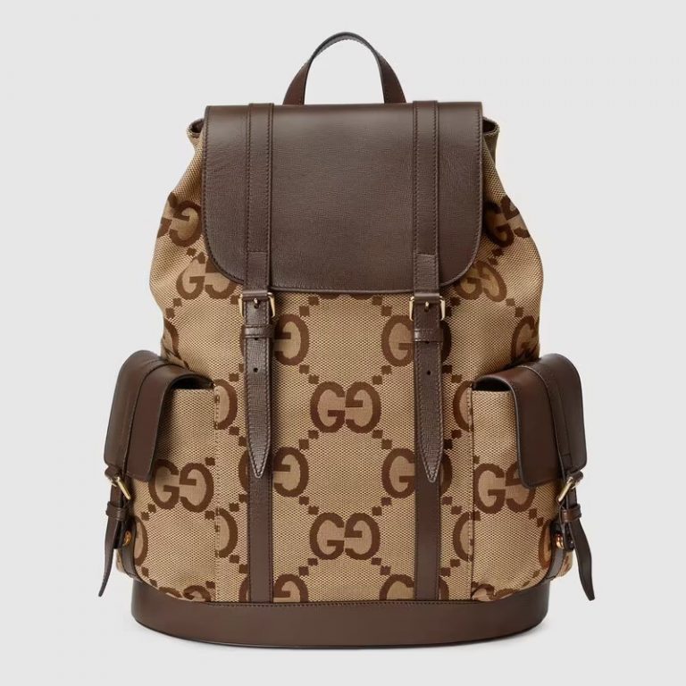 Mochila Gucci com jumbo GG “Camel/Ebony “