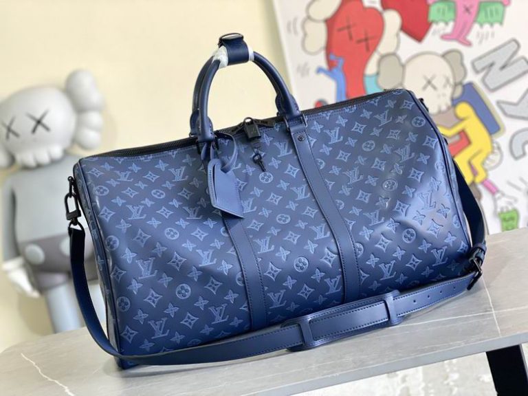 Bolsa de Viagem Louis Vuitton Keepall Bandoulière 50 “Monogram Blue”