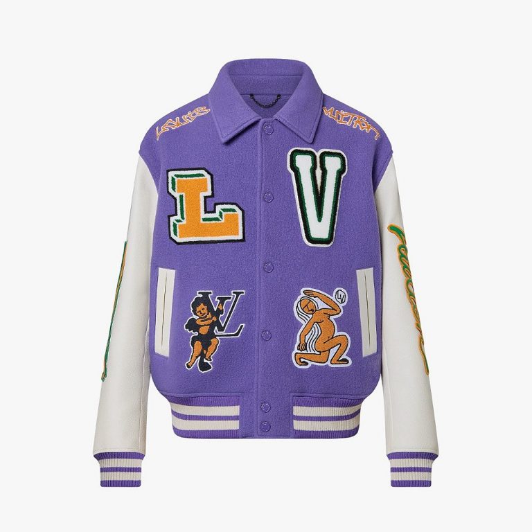 Jaqueta Louis Vuitton Varsity em Couro “Purple/White/Fall-Winter 2022”