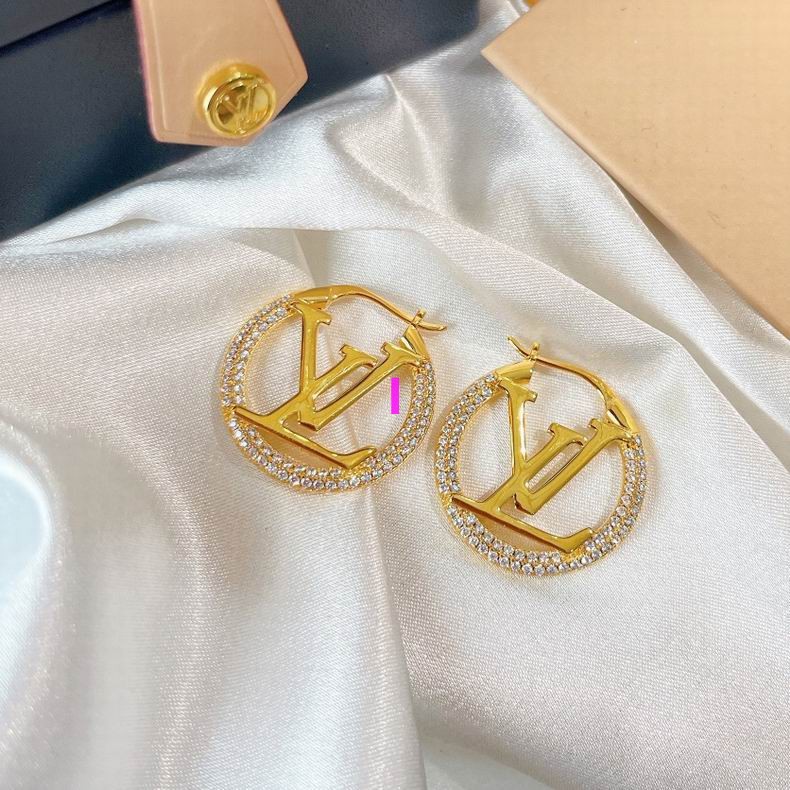 Brinco Louis Vuitton LV Gold/Crystals - Felix Imports