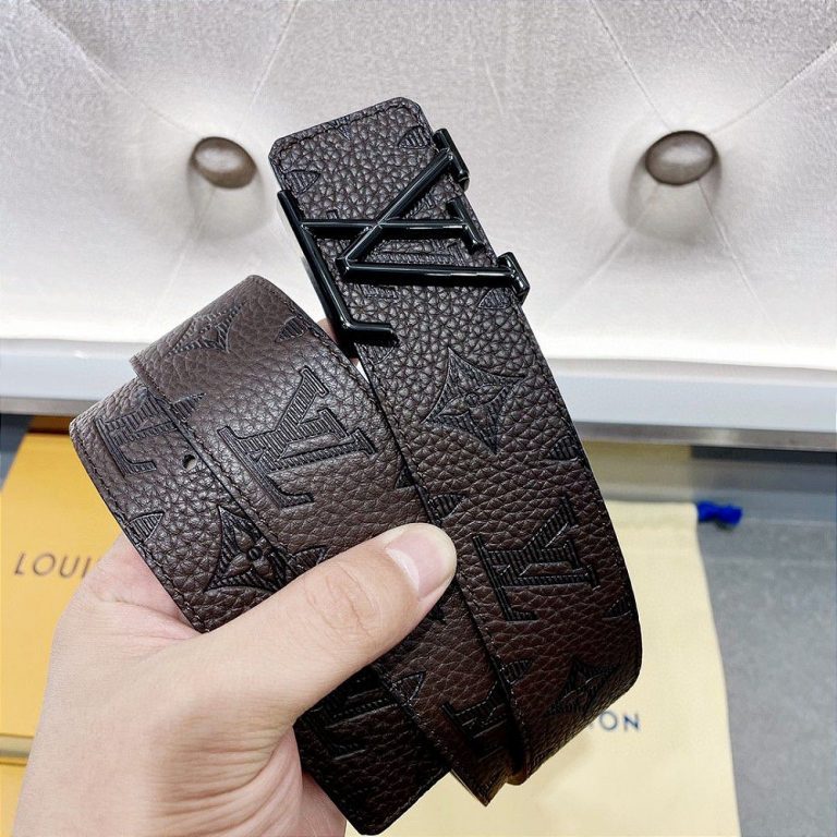 Cinto Louis Vuitton Taurillon Shadow LV Shape “Brown”