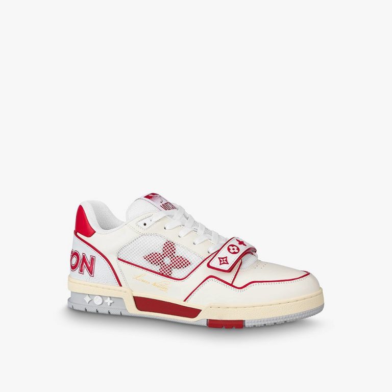 Tênis Louis Vuitton Trainer “Red/Velcro Strap Monogram Flowers”