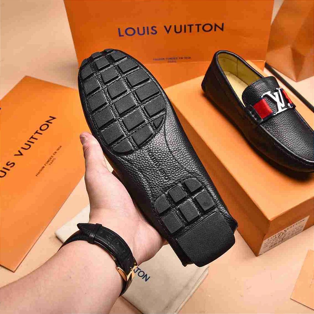 Mocassim Louis Vuitton Driver Monogram Black/Orange - Felix Imports