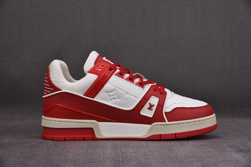 Tênis Louis Vuitton Trainer Sneaker White/Red - Felix Imports
