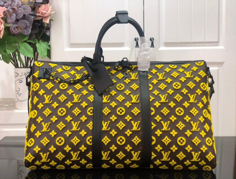 Bolsa de Viagem Louis Vuitton Keepall Triangle 50 “Brown/Yellow”