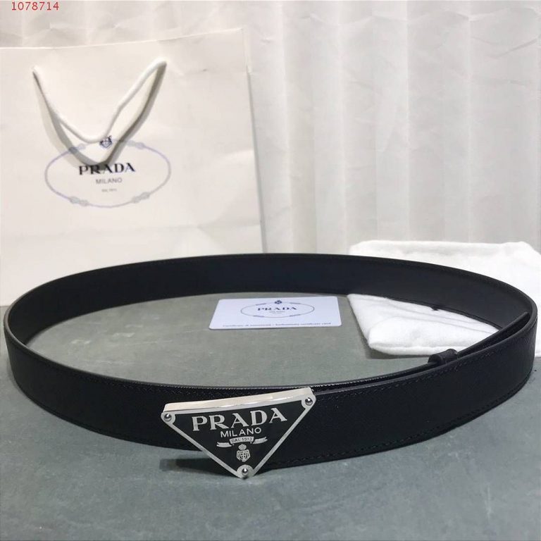 Cinto Prada Logo “Black&Silver”