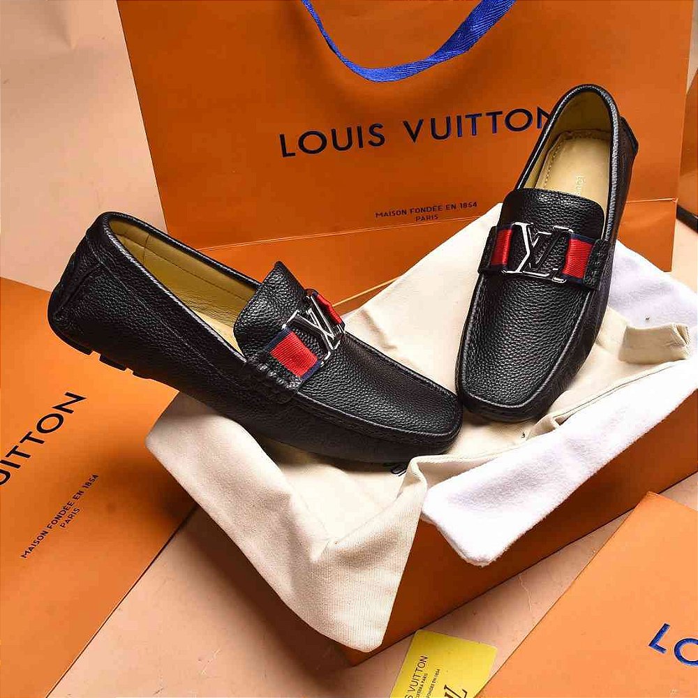 Mocassim Louis Vuitton em Couro Granulado Black - Felix Imports