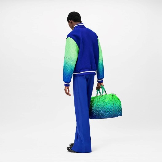 Jaqueta Louis Vuitton Varsity em Couro Bordada Heather/Green/Blue - Felix  Imports