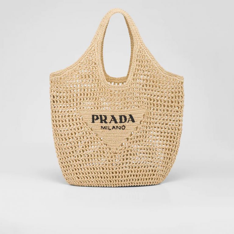 Bolsa Prada tote em ráfia “Sand”