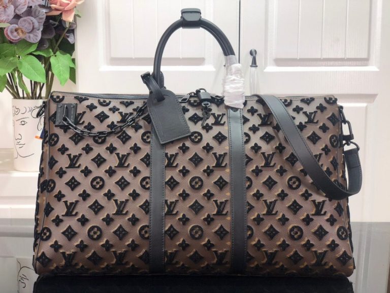 Bolsa de Viagem Louis Vuitton Keepall Triangle 50 “Brown/Black”