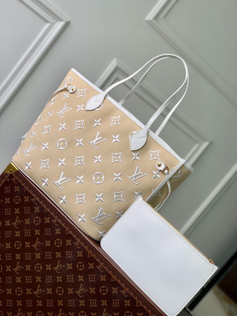 Bolsa Louis Vuitton Neverfull By The Pool Em Ráfia Com Monogram Branco