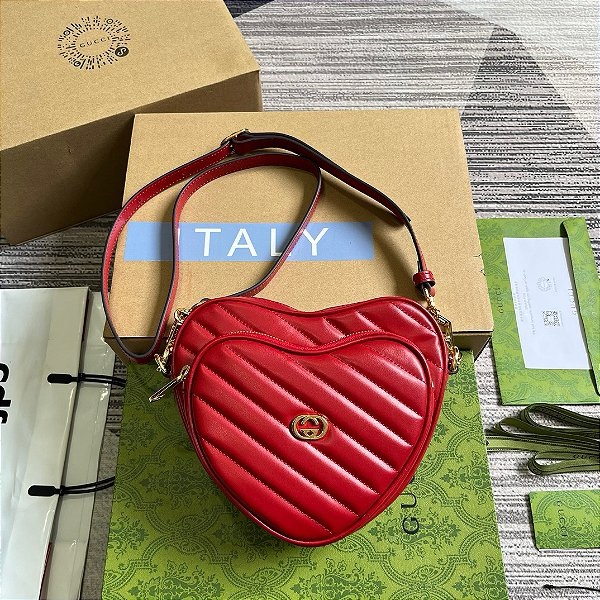 Bolsa Gucci Interlocking G Mini Heart “Vermelha”